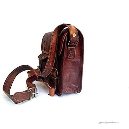 11 Small Leather Messenger Bag Shoulder Bag Cross Body Vintage Messenger Bag for Women & Men Satchel Man Purse competible with Ipad and Tablet