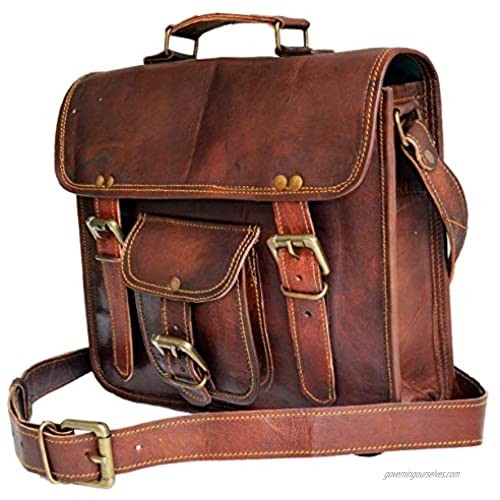 11 Small Leather Messenger Bag Shoulder Bag Cross Body Vintage Messenger Bag for Women & Men Satchel Man Purse competible with Ipad and Tablet