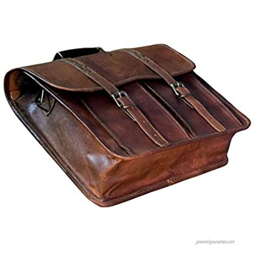 13 Inch Leather Vintage Cross-body Messenger Satchel Bag for Men Women ~ Business Work Briefcase Carry Laptop Computer Book