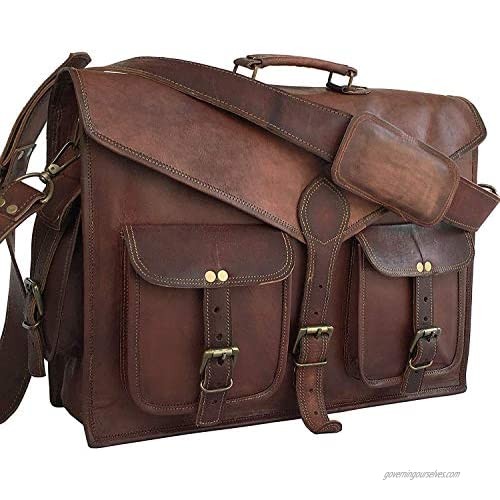 15 Inch Vintage Handmade Leather Messenger Bag for Laptop Briefcase Best Computer Satchel School Distressed Bag