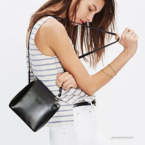 Ann Tarry Color Splash Collection Genuine Leather Shoulder Crossbody Bag Made in Italy (Black)