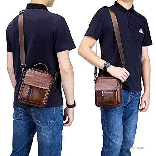 BAGZY Mens Genuine Leather Shoulder Bag Messenger Handbag Crossbody Travel Bag