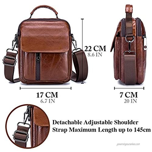 BAGZY Mens Genuine Leather Shoulder Bag Messenger Handbag Crossbody Travel Bag