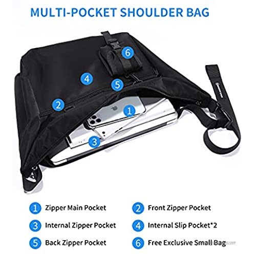 Black Small Crossbody Bag for Men Women Waterproof Anti-Theft Messenger Satchel Bag Over The Shoulder Bag Day Bag for Laptop