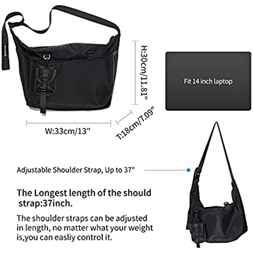 Black Small Crossbody Bag for Men Women Waterproof Anti-Theft Messenger Satchel Bag Over The Shoulder Bag Day Bag for Laptop
