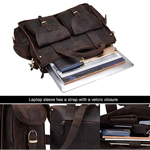 BRASS TACKS Leathercraft Men's Genuine Leather Messenger Bag 12Laptop Briefcase Vintage Handbag (Dark Brown)