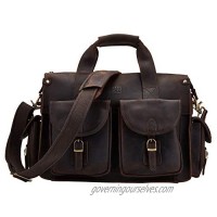 BRASS TACKS Leathercraft Men's Genuine Leather Messenger Bag 12"Laptop Briefcase Vintage Handbag (Dark Brown)
