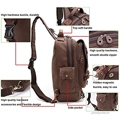 Canvas Cross Body Bag Messenger Shoulder Bag Sling Backpack fits 13-inch Laptop
