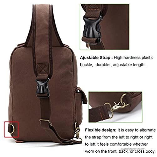 Canvas Cross Body Bag Messenger Shoulder Bag Sling Backpack fits 13-inch Laptop