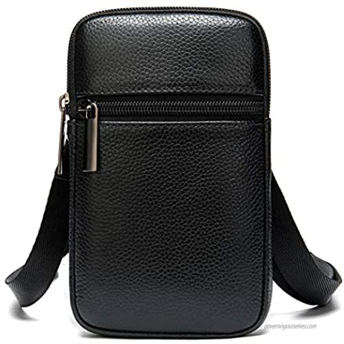 Cell Phone Pouch Crossbody Purse  Cellphone Waist Bag for Men  6.5" PU Leather Shoulder Messenger Bag with Strap Small Cell Phone Belt Loop Holster Business Pack Travel Waist Case Wallet Pocket