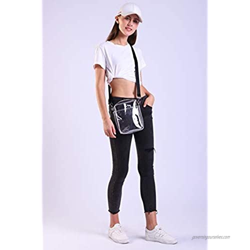 Clear PVC Zipper Pocket Cross Body Bag for Women and Men Messenger Shoulder Bag
