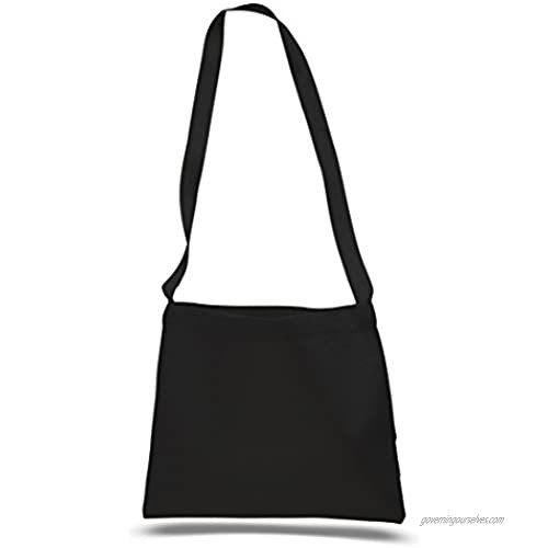 Cross Body Canvas Totes Small Messenger Tote Bags Long Shoulder Straps (Set of 1  Black)