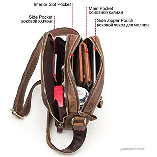 ERASMUS Genuine Leather Cross Body Office Bag Sling Bag Messenger Bag 8 inch Tablet Tote Bag (HunterBrown)