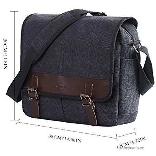 Eshow Men's Retro Canvas Crossbody Shoulder Messenger Bag Brief Business Bag (black5211)