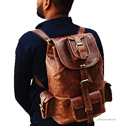 Genuine Leather Vintage Handmade Casual College Day-pack Cross body Messenger Backpack