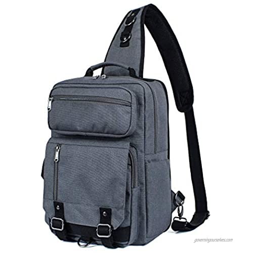 H HIKKER-LINK Mens Messenger Bag Sling Backpack Crossbody Travel Knapsack Gray