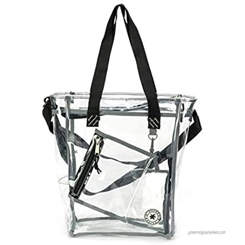 Heavy Duty Clear Tote Bag Quality See Through Messenger Bags with Zipper Durable Transparent Handbag with Cosmetic Pouch