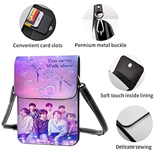 Kpop Fun Leather Mobile Wallet Messenger Bag Small Shoulder Bag Portable Change