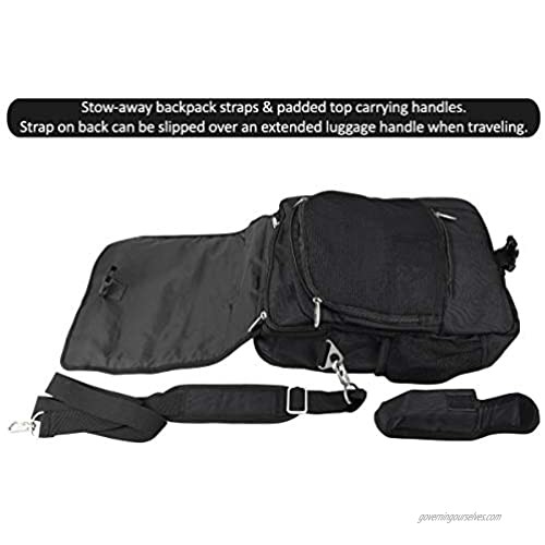 Large Vertical 4-Way Messenger Bag/Backpack - HSU Concepts - Laptop Backpack for 15 14 13 Inch Laptop Water Resistant Lightweight Clean Design Sleek for Travel Business or College - Black