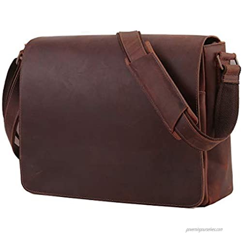 Leathario Men's Briefcase Leather Shoulder Bag Shoulder Bag Laptop Bag School Bag Document Bag Business Bag Messenger Bag