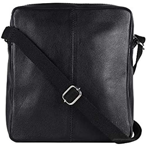 Leather Crossbody Bag for Men & Women Messenger Shoulder Bag Satchel Sling Bag Handmade Purse 10.2 Inch Sleeve Case for iPad/Tablet (Black) SARVAH