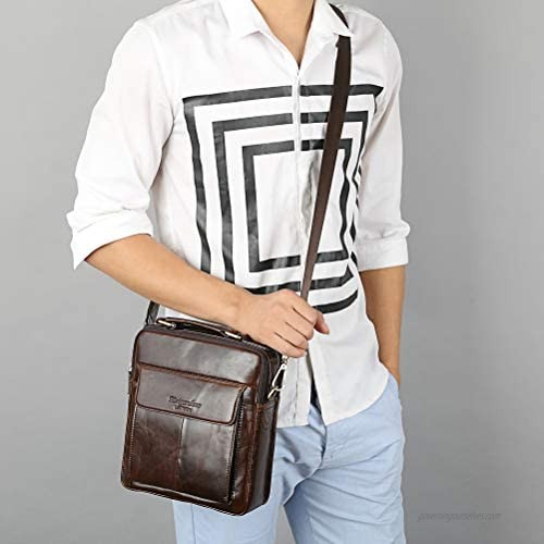 Meigardass Men's Cowhide Leather Shoulder Messenger Bag Handbag Briefcase