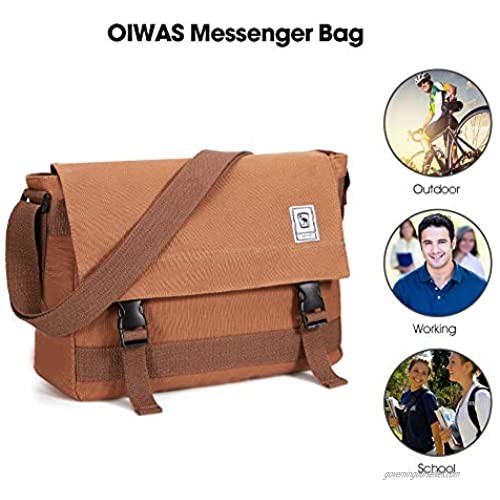 OIWAS Canvas Vintage Messenger Bag - 9.7 Inch Laptop Bag Mens Crossbody Satchel Women School Bookbag Teens Briefcase