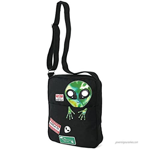 Peeking Alien Canvas Messenger Bag