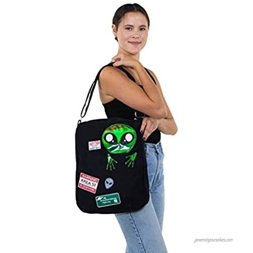 Peeking Alien Canvas Messenger Bag