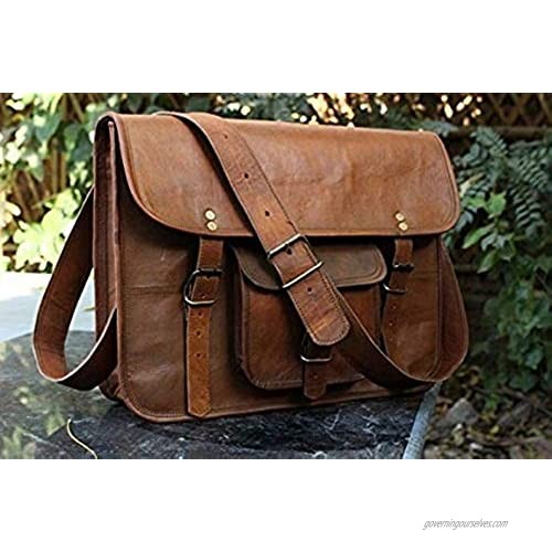 RK 15 Vintage Leather Messenger Shoulder Bag for Men and Women