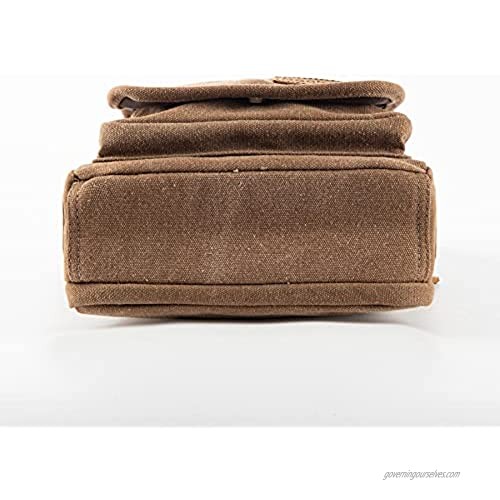 Sechunk Small Canvas Messenger Bag For Men Women Ipad Outdoor Leisure (brown)