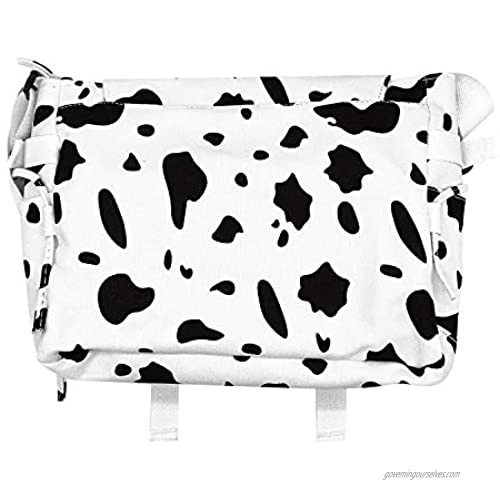 Small Cute Cow Spots Printed Sling Shoulder Bag Canvas Messenger Bag for Boys Girls