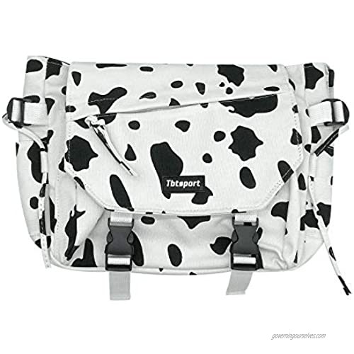 Small Cute Cow Spots Printed Sling Shoulder Bag Canvas Messenger Bag for Boys Girls