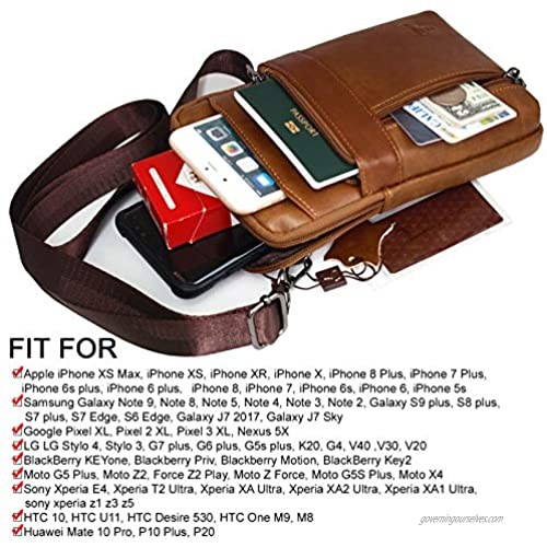 Tactical Phone Bag Cases Holsters Leather Messenger Bag Travel Waist Pack (Brown 13154)