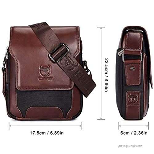 UBORSE Genuine Leather Shoulder Messenger Bag Small Casual Crossbody Purse for Travel Work Business Men Women