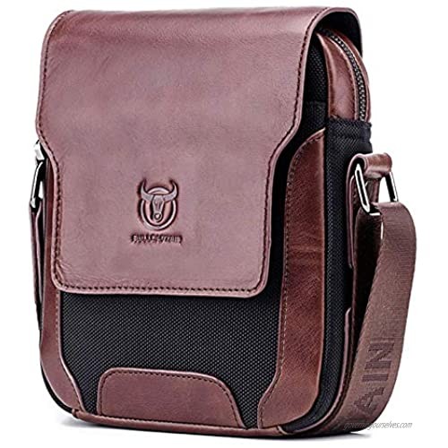 UBORSE Genuine Leather Shoulder Messenger Bag Small Casual Crossbody Purse for Travel Work Business Men Women