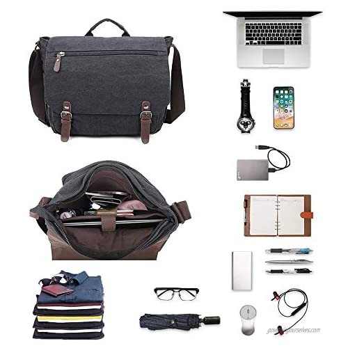 Ulgoo Canvas Messenger Bag Single Shoulder Backpack Durable Strap Travel Rucksack