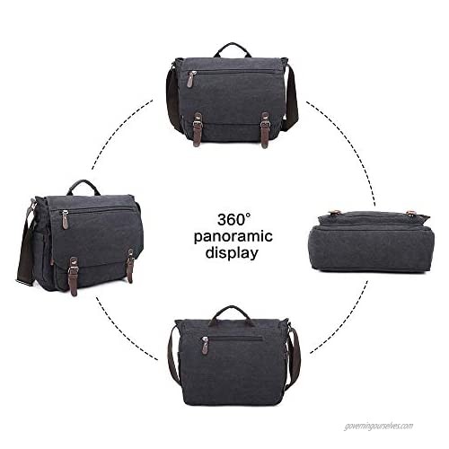 Ulgoo Canvas Messenger Bag Single Shoulder Backpack Durable Strap Travel Rucksack