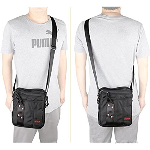 Vertical Messenger Bag Shoulder Bag Larswon Crossbody Bag iPad Bag Satchel for Men Women Black