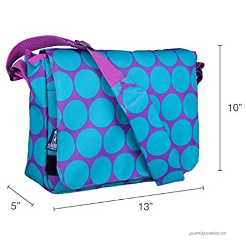 Wildkin Kids Messenger Bag for Boys and Girls Perfect Size for Packing Items for School or Travel 600 Denier Polyester Fabric Messenger Bags Measures 13 x 10 x 4 Inches BPA-free (Big Dot Aqua)