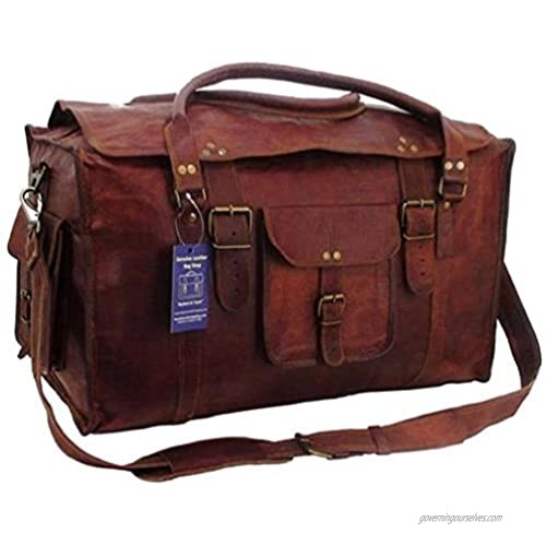 21" Retro Genuine Vintage Leather Men Duffel Travel Gym Bag Sports Weekend Carry on Luggage Flap for Men and Women