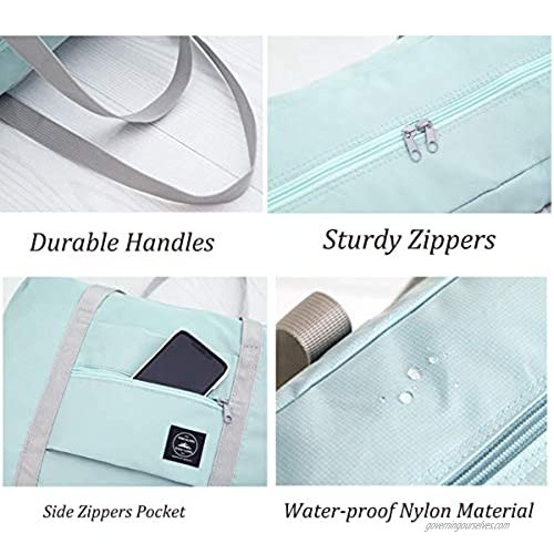 Foldable Travel Bag Tote Lightweight Waterproof Duffel Bag Carry Storage Luggage Portable Folding Bag by VAQM (Foldable Travel Bag for Mint Green)