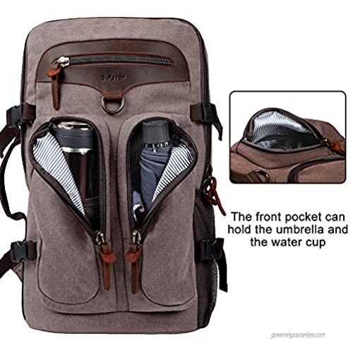 G-FAVOR Men Travel Backpack Canvas Rucksack Vintage Convertible Weekender Duffel Bag Flight Approved Luggage Carry