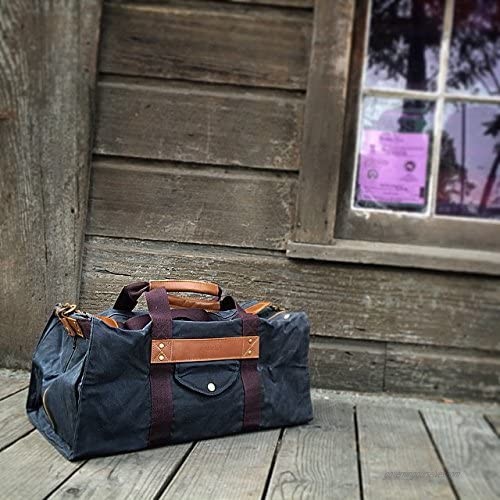Handmade Waxed Canvas Duffel Gym Bag | Hogarth Travel Bag | Water Resistant All-purpose bag (Mud Brown)