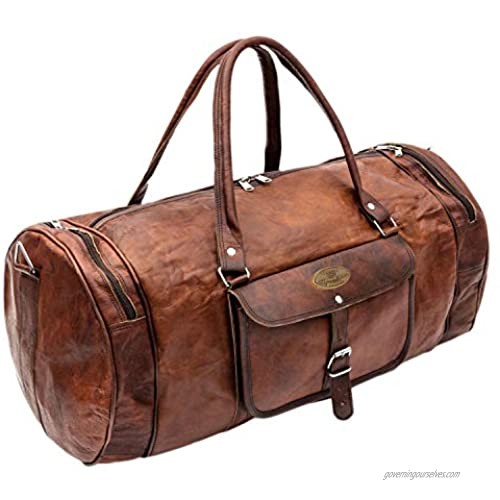 Handmade World 24" Inch Vintage Leather Bags Luggage Duffel Large Travel Carry On Air Cabin Sports Gym Bag