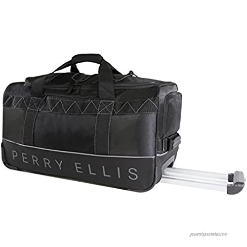 Perry Ellis Men's 24 Lightweight Rolling Duffel Bag-A324 Black/Grey One Size