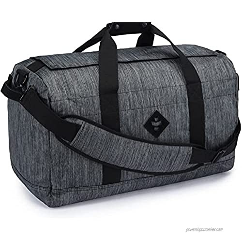 Revelry Around Towner 72 Liter Medium Size Duffle Bag Smell Proof and Waterproof Stash Container With Lockable Zipper and Triple Layer Smell Protection System that Includes Activated Charcoal Lining