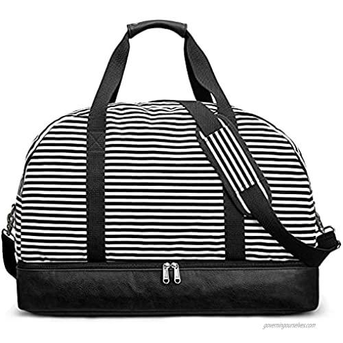 S-ZONE 60L Weekender Bag for Women Men Large Travel Carry on Duffle Weekend Overnight Duffel with Shoes Compartment