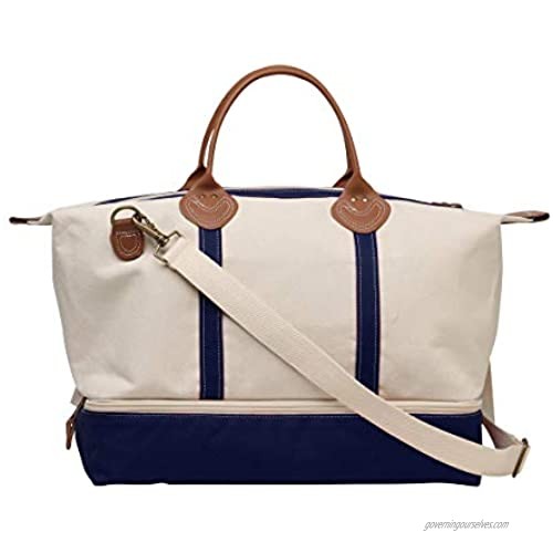 Tag&Crew Navy Blue Sierra Duffle Bag Made of 18 oz. Heavy Cotton Canvas Size 15H x 18W x 10D Inches