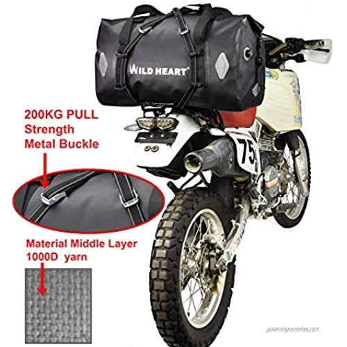 WILD HEART 55L 66L 77L Motorcycle bag Duffel Bag for Travel Motorcycling Cycling Hiking Camping (100L Black)